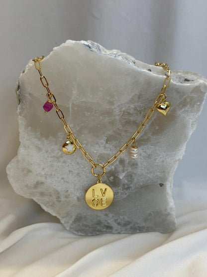 Love multi charm necklace