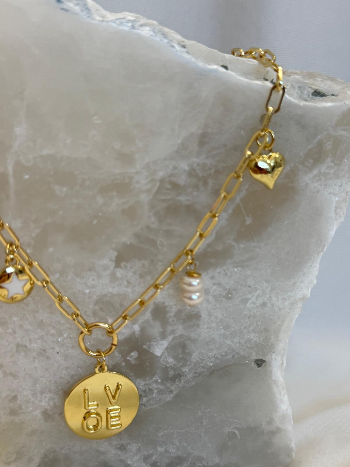 Love multi charm necklace